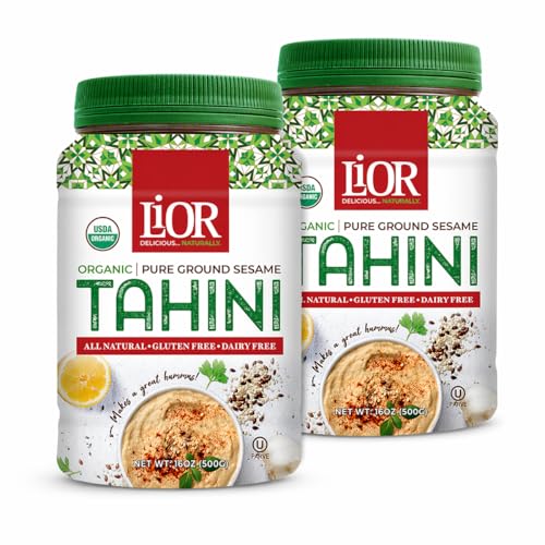 LiOR Organic Tahini Paste, Pure Stone Ground Sesame Seed Butter - USDA Organic Single-Ingredient Ethiopian Sesame - Crea