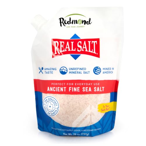 REDMOND Real Sea Salt - Natural Unrefined Gluten Free Fine, 26 Ounce Pouch (1 Pack)