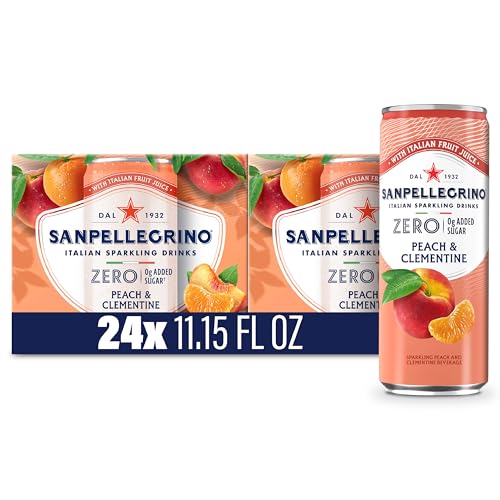 Sanpellegrino Zero Grams Added Sugar Italian Sparkling Drinks, Peach And Clementine 24 Pack Of 11.15 Fl Oz Cans, Sanpell