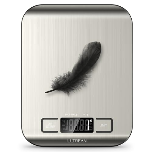 Ultrean Food Scale, Digital Kitchen Scale with LCD Display, Weight Grams and Ounces for Baking Cooking and Meal Prep, 6 