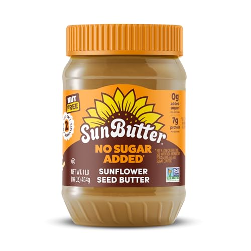 SunButter No Sugar Added Sunflower Seed Butter, 16 oz Nut-Free Spread with 7g Plant-Based Protein, Roasted Rich & Savory