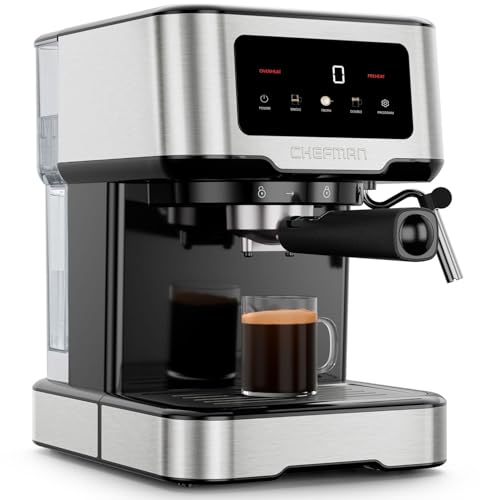 Chefman CraftBrew Espresso Machine, 15-Bar Pump Digital Espresso Maker w/Steam Wand for Latte & Cappuccino, Compact Espr