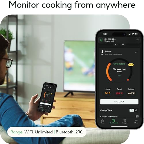 CHEF iQ Sense Smart Wireless Meat Thermometer with Ultra-Thin Probe, Unlimited Range Bluetooth Meat Thermometer, Digital Food Thermometer for Remote Monitoring of BBQ Grill, Oven, Smoker, Air Fryer