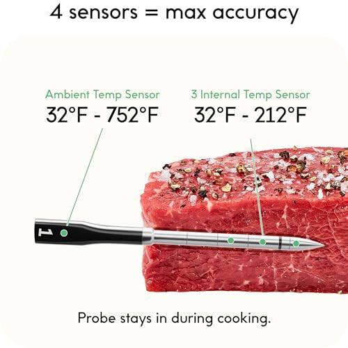 CHEF iQ Sense Smart Wireless Meat Thermometer with Ultra-Thin Probe, Unlimited Range Bluetooth Meat Thermometer, Digital Food Thermometer for Remote Monitoring of BBQ Grill, Oven, Smoker, Air Fryer