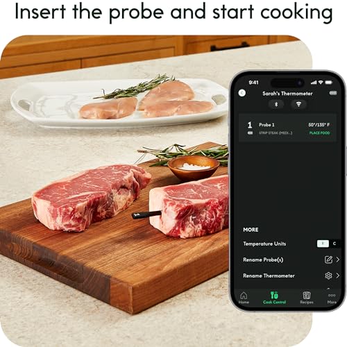 CHEF iQ Sense Smart Wireless Meat Thermometer with Ultra-Thin Probe, Unlimited Range Bluetooth Meat Thermometer, Digital Food Thermometer for Remote Monitoring of BBQ Grill, Oven, Smoker, Air Fryer