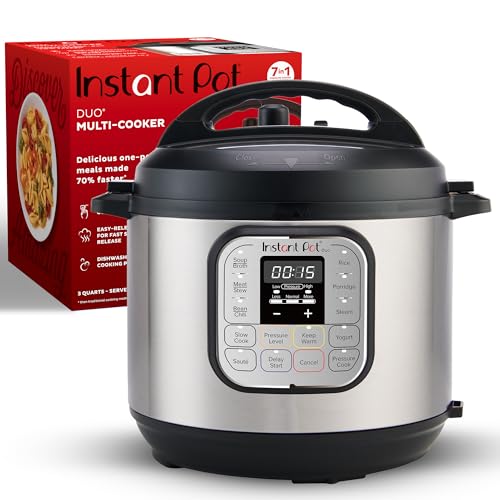 Instant Pot Duo 7-in-1 Mini Electric Pressure Cooker, Slow Rice Cooker, Steamer, Sauté, Yogurt Maker, Warmer & Sterilizer, Includes Free App with over 1900 Recipes, Stainless Steel, 3 Quart