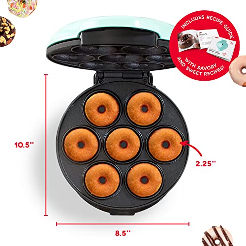 DASH Mini Donut Maker Machine for Kid-Friendly Breakfast, Snacks, Desserts & More with Non-stick Surface, Makes 7 Doughnuts - Aqua