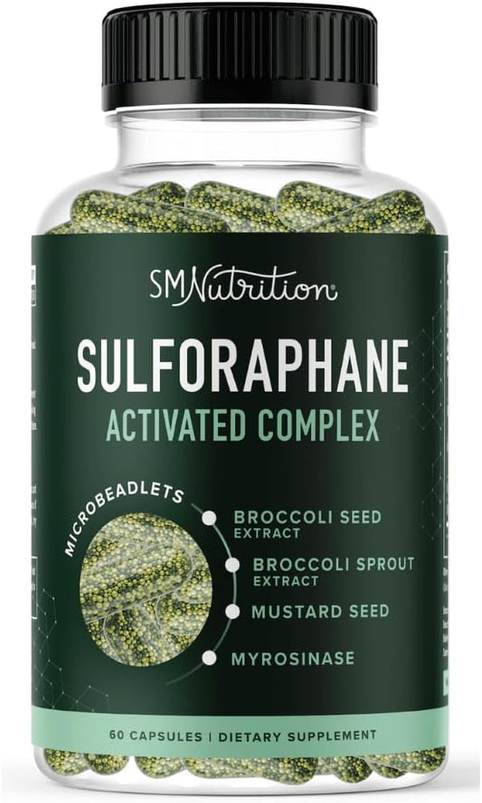 20MG Sulforaphane | From Broccoli Sprouts & Seed Extract | 565MG Microbeadlet Complex | 26MG of Glucoraphanin + Myrosinase | Complete NRF2 Activator, Antioxidant & Cellular Health Supplement | 60 Ct.