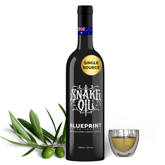 Blueprint Bryan Johnson Extra Virgin Olive Oil - Cold Pressed Polyphenol Rich EVOO (over 400 mg/kg), Smooth Peppery Flavor, Keto & Paleo Friendly, 3rd Party Verified, Single Source, 750ml Glass Bottle