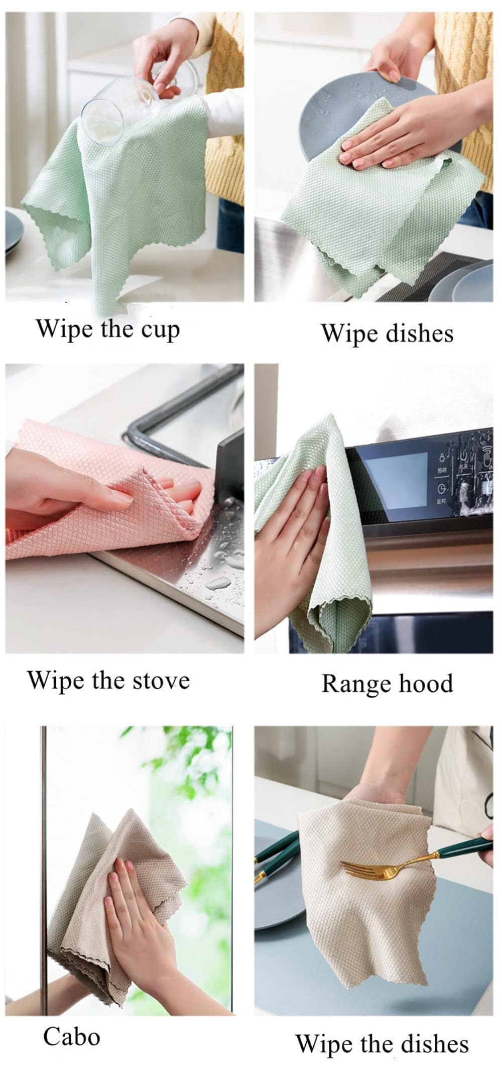 10pcs Cleaning Cloth Fish Scale Cloth Microfiber Cloth Nanoscale Cleaning Cloth Lint Free Cloth Easy Clean Cloth, No Trace High Absorption Polishing Cloth For Kitchen Home (Random Color)(30X40cm)