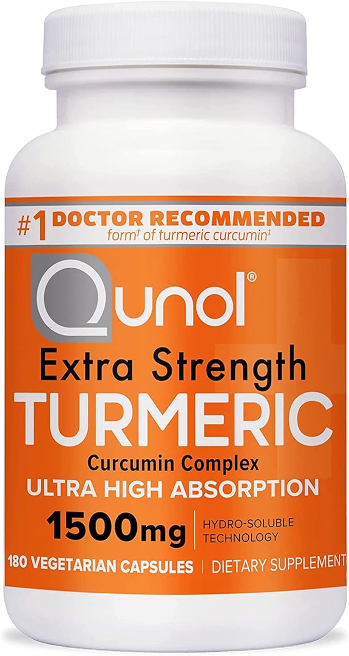 Qunol Turmeric Curcumin Supplement, Turmeric 1500mg With Ultra High Absorption, Joint Support Supplement, Extra Strength Turmeric Capsules, 2 Month Supply, 180 Count