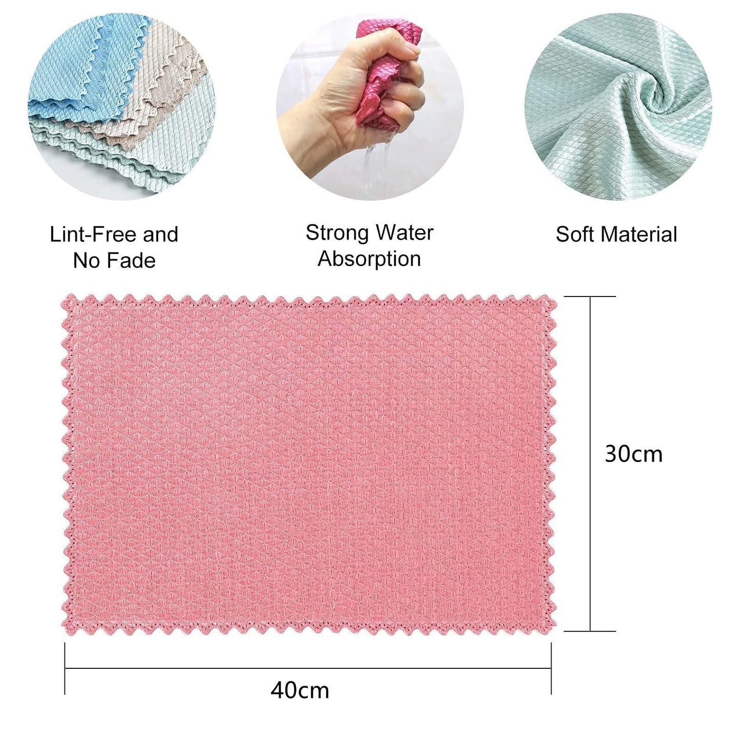 10pcs Cleaning Cloth Fish Scale Cloth Microfiber Cloth Nanoscale Cleaning Cloth Lint Free Cloth Easy Clean Cloth, No Trace High Absorption Polishing Cloth For Kitchen Home (Random Color)(30X40cm)