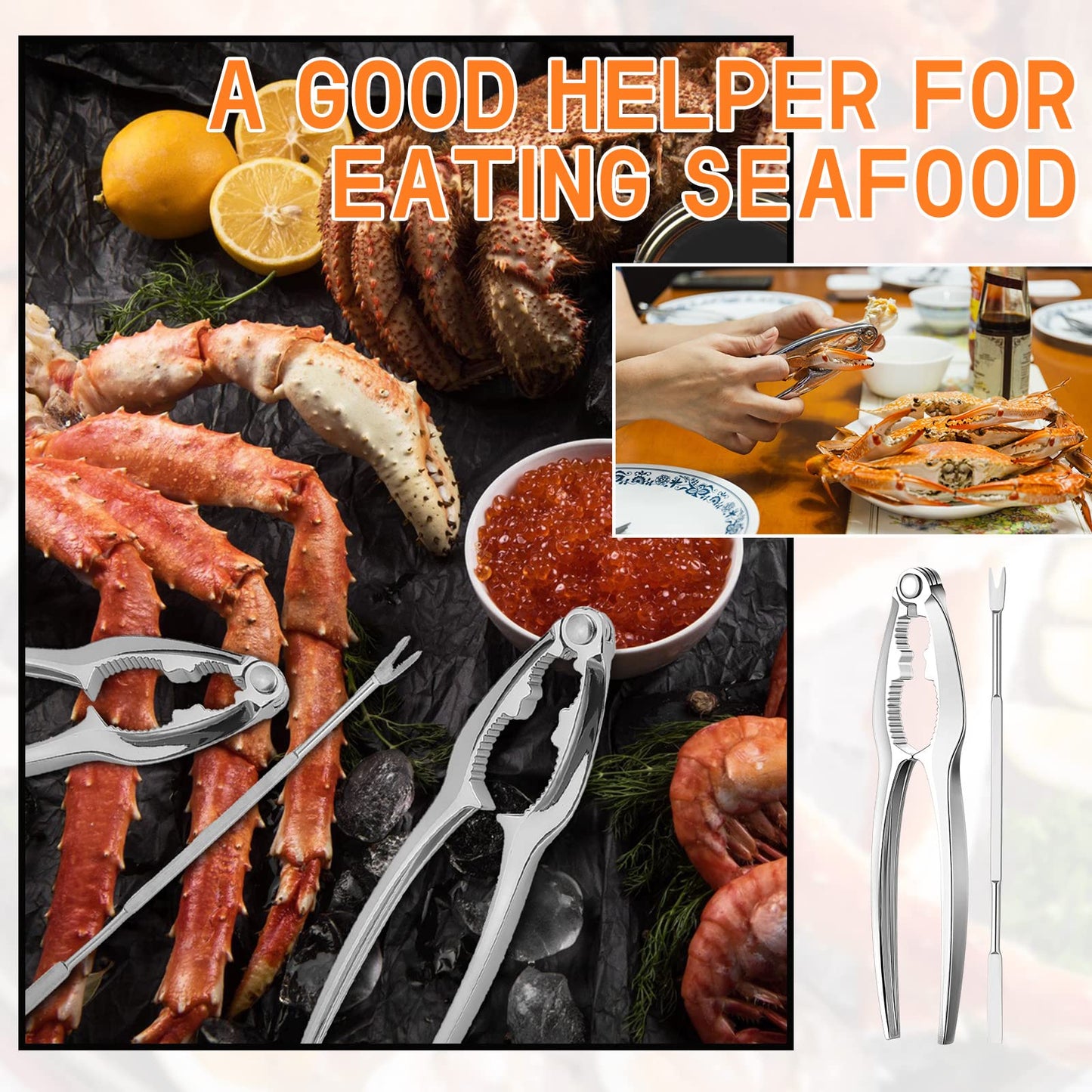 61 Pcs Seafood Tools Set Including Lobster Crackers, Stainless Steel Seafood Forks and Storage Bag, Nut Cracker Set Lobster Crackers Opener Shellfish for Kitchen Seafood Party Supplies