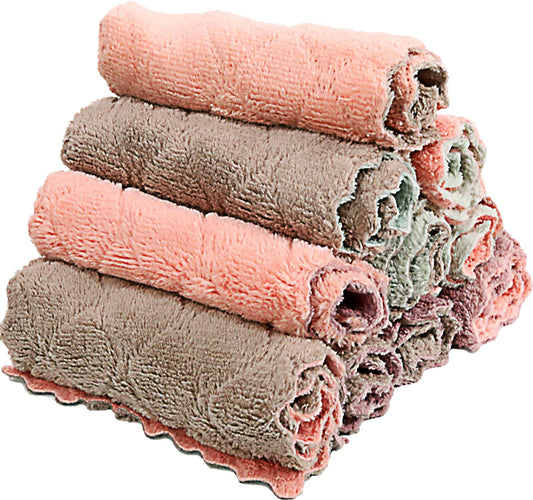 Microfiber Kitchen Washcloths, Super Absorbent Coral Velvet Dishtowels, Premium Table Cleaning Cloths, Non-Stick Oil Quick Dry Dish Towels, Soft Tea Towels, 10 Pack