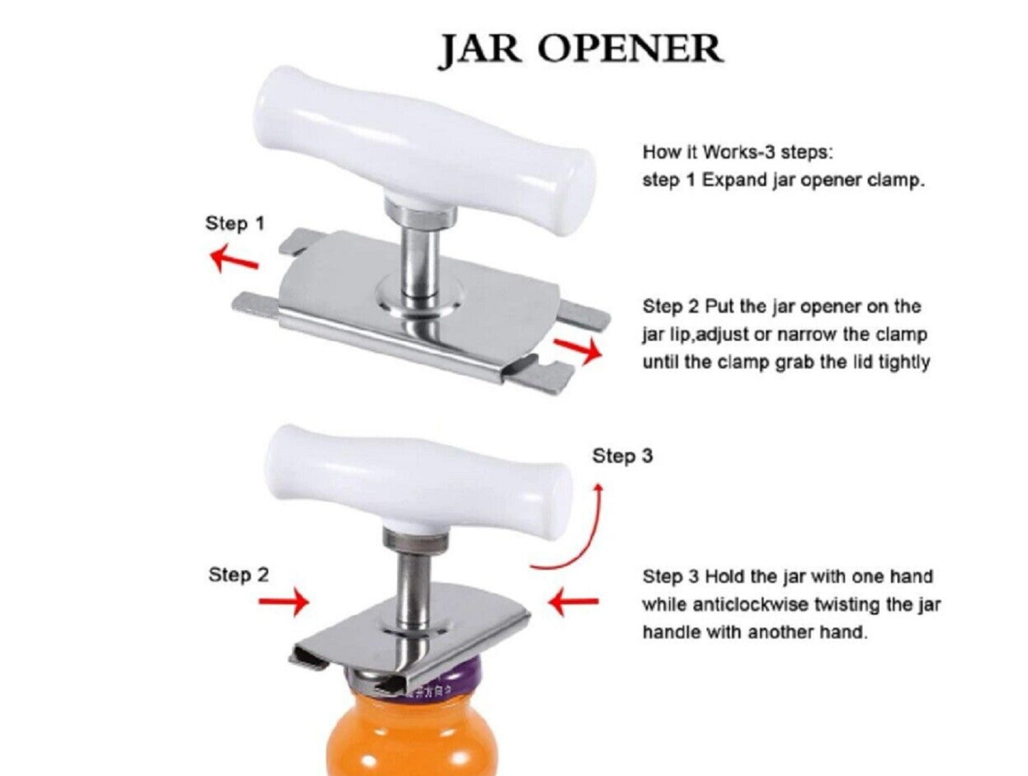 Jar Opener for Weak Hands – Multi-Function Lid & Bottle Opener Tool Wrench