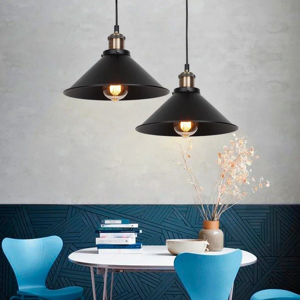 Vintage Industrial Pendant Light - Black Loft Hanging Chandelier for Kitchen, Dining & Living Spaces
