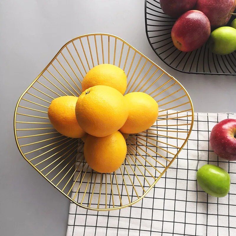 Metal Wire Fruit & Snack Storage Basket - Modern Nordic Design, Multi-Functional Kitchen Organizer