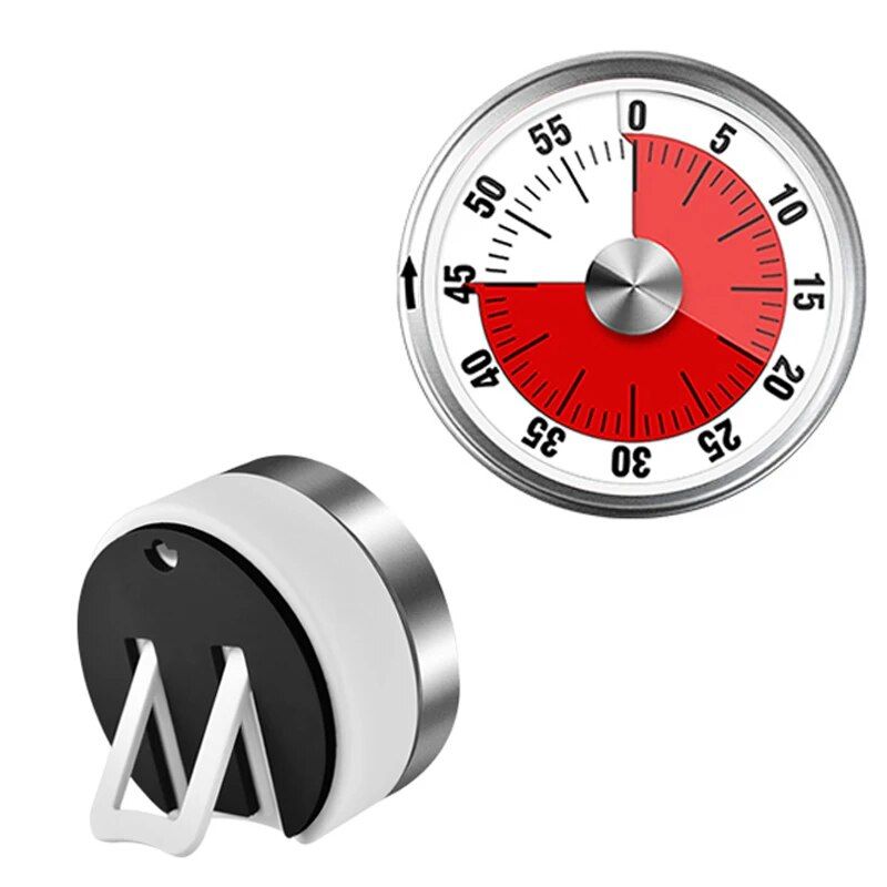 Visual 60-Minute Kitchen & Study Timer - Magnetic, Mechanical Stopwatch with Alarm
