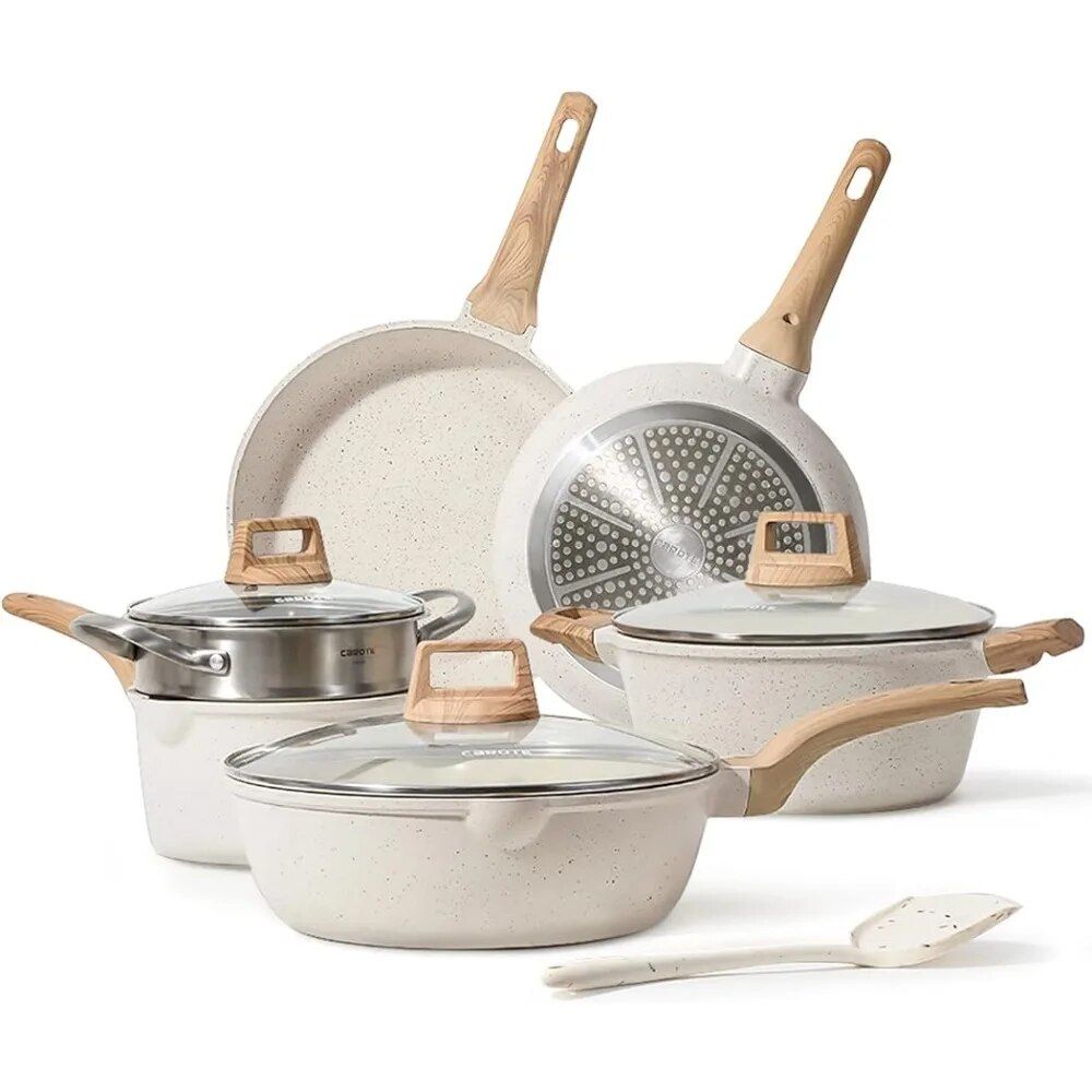 Deluxe White Granite Nonstick 10-Piece Induction Cookware Set