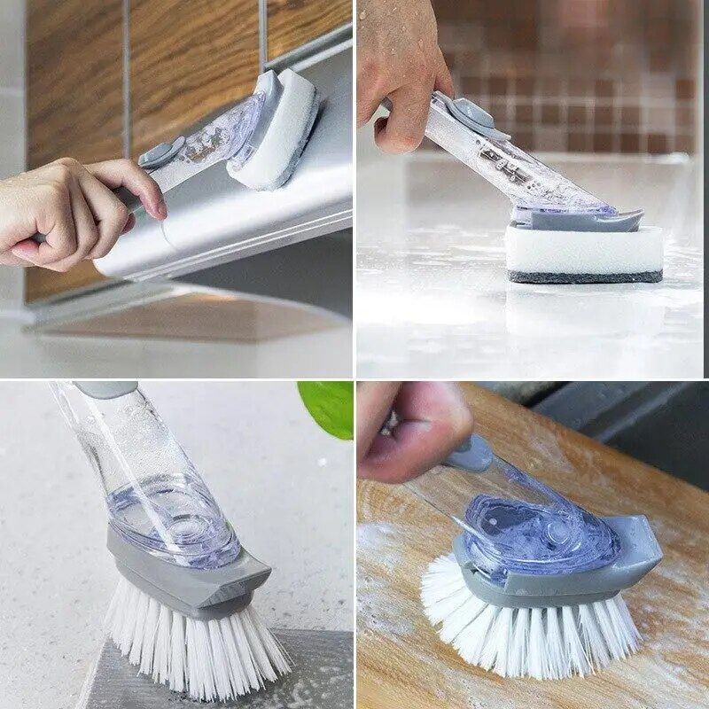 Multi-Functional Kitchen Cleaning Brush with Refillable Soap Dispenser