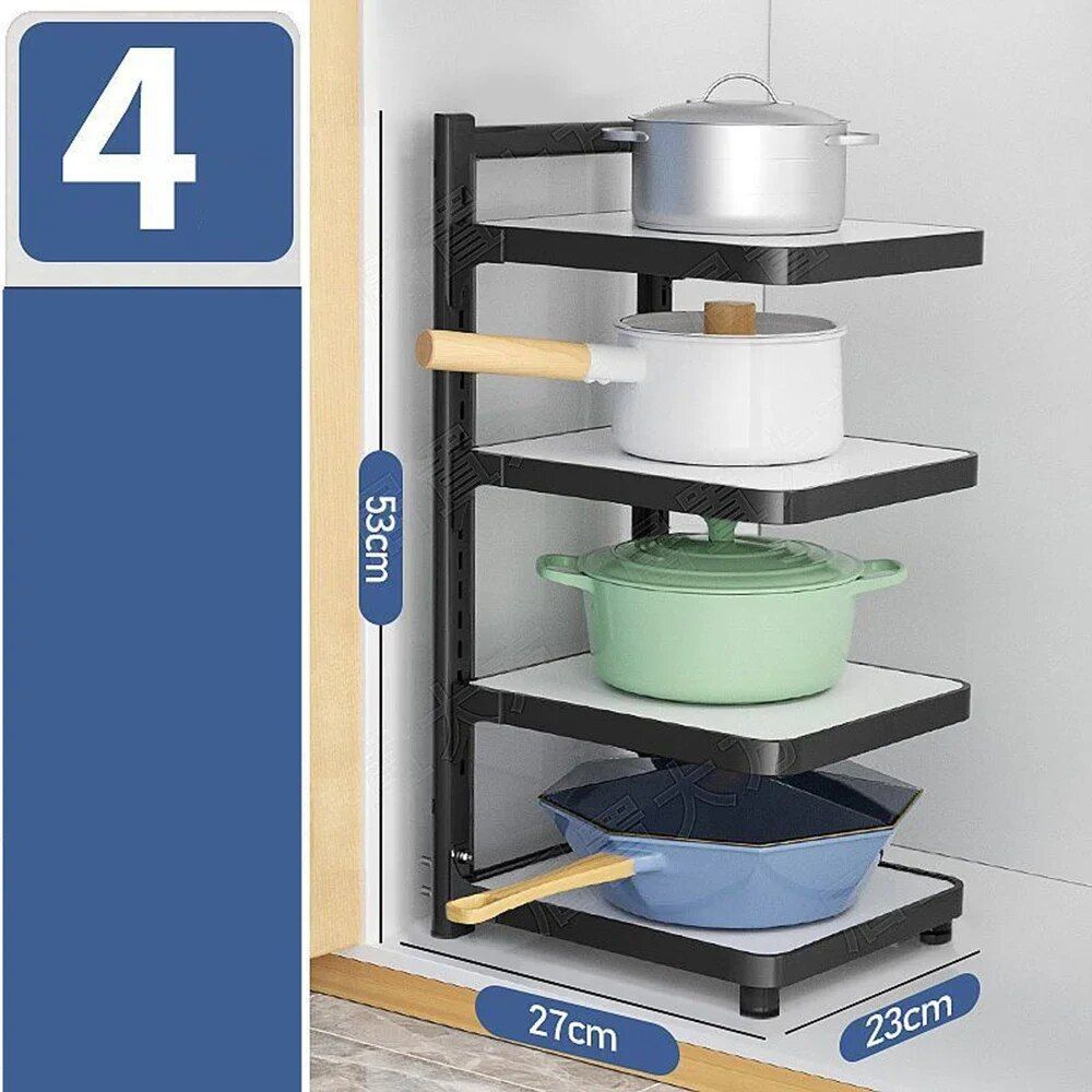 Adjustable Multi-Layer Kitchen Storage Rack - Space-Saving Under Sink Organizer