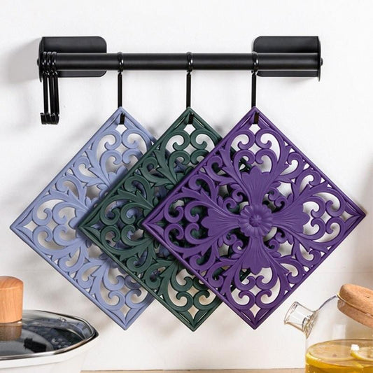 Modern Square Silicone Heat-Resistant Mats - Set of 3, Kitchen and Table Decor