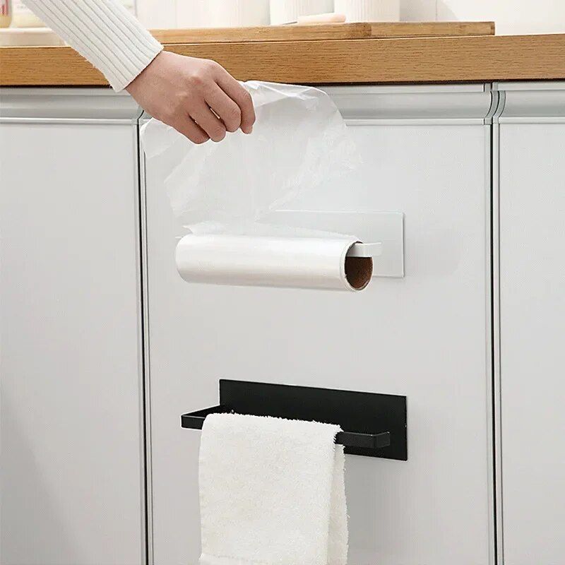 Kitchen Carbon Steel Paper Towel & Wrap Organizer Rack