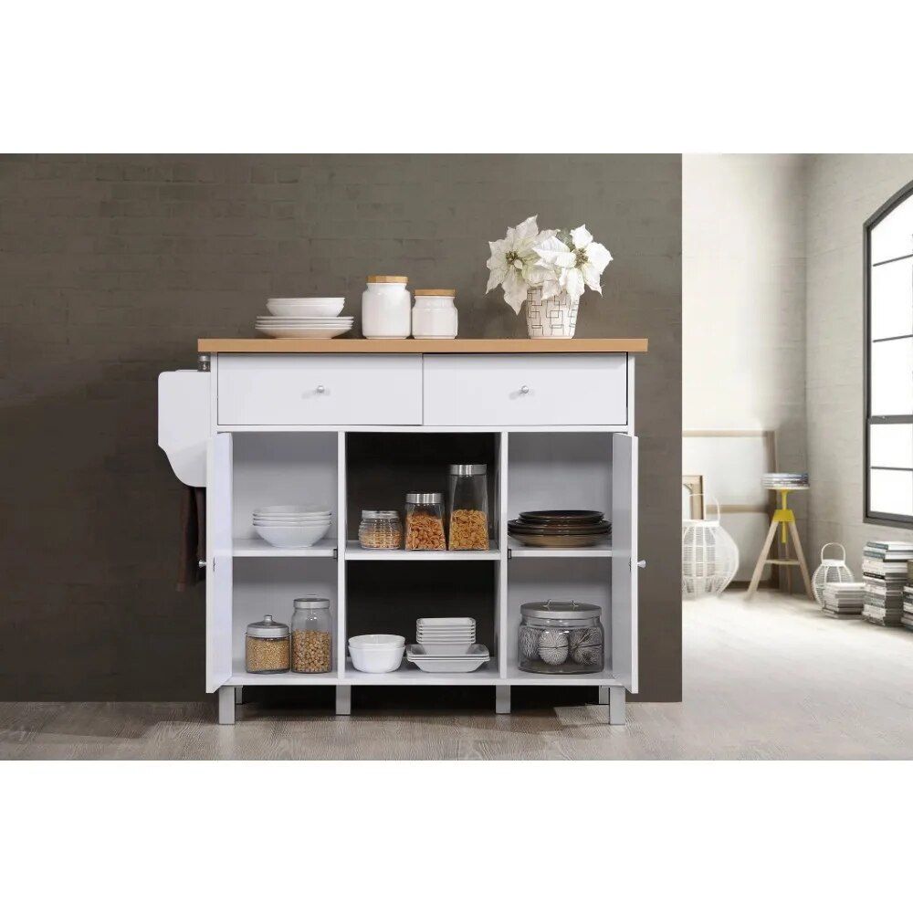 Multi-Purpose Kitchen Island with Spice Rack and Towel Holder