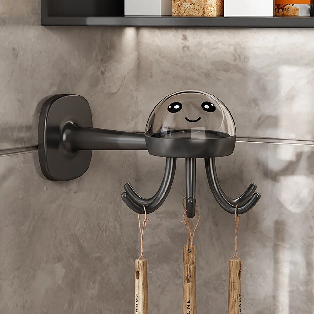 Multi-Functional 360° Rotatable Octopus Hook Organizer for Kitchen and Bathroom