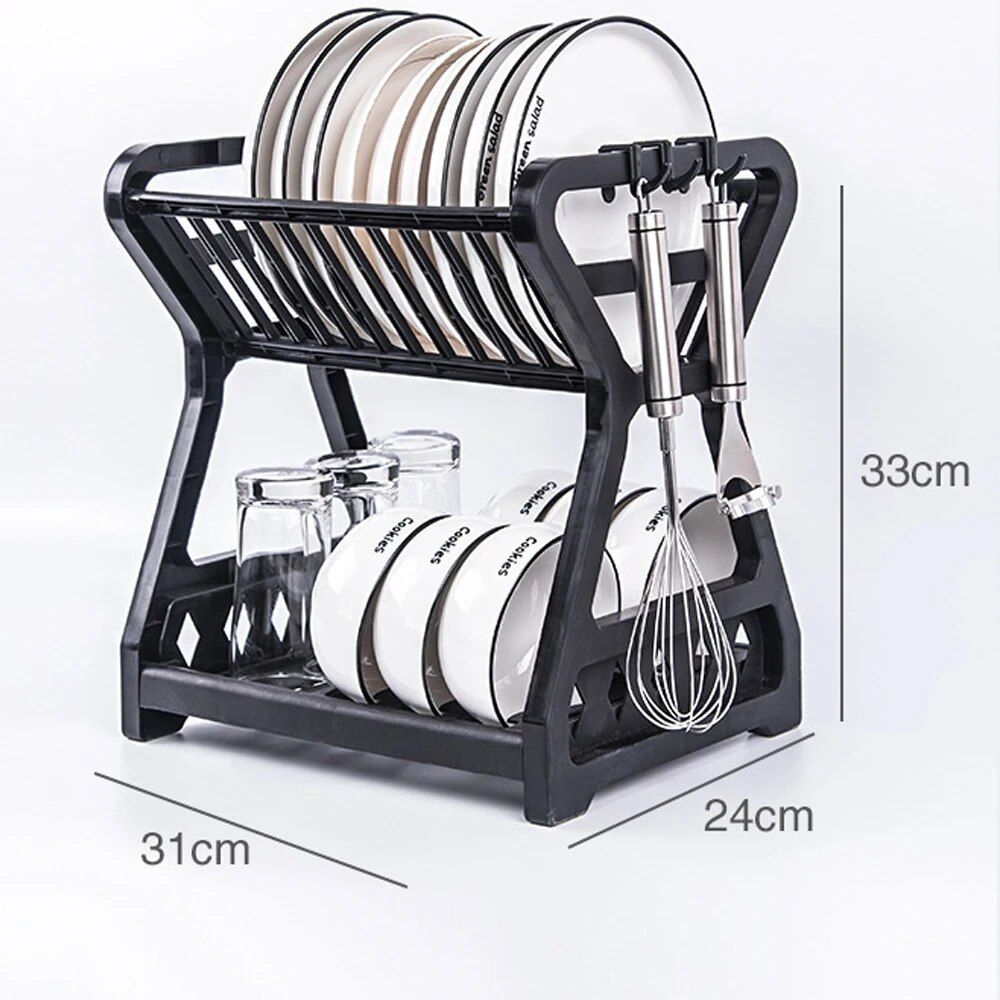 Versatile Double-Layer Kitchen Dish Rack - Eco-Friendly, Stainless Steel & PP