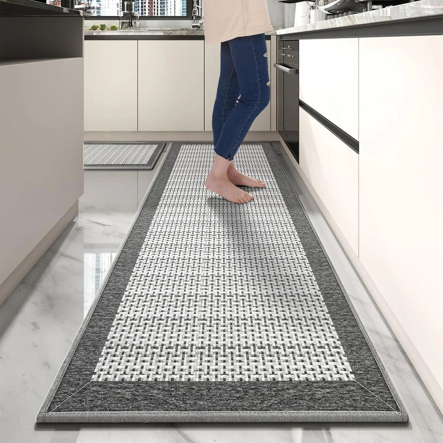 Geometric Non-Slip Kitchen Runner Rug