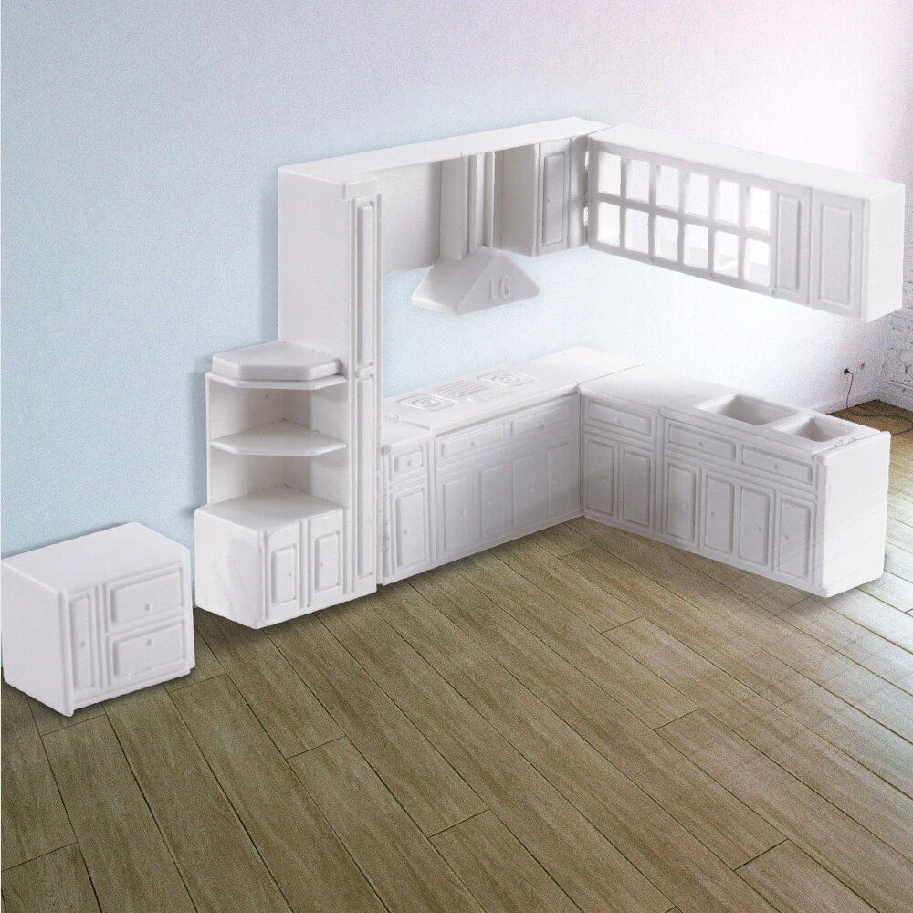 Miniature 1:25 Scale Dollhouse Kitchen Furniture - DIY Model Cabinet for Pretend Play and Display