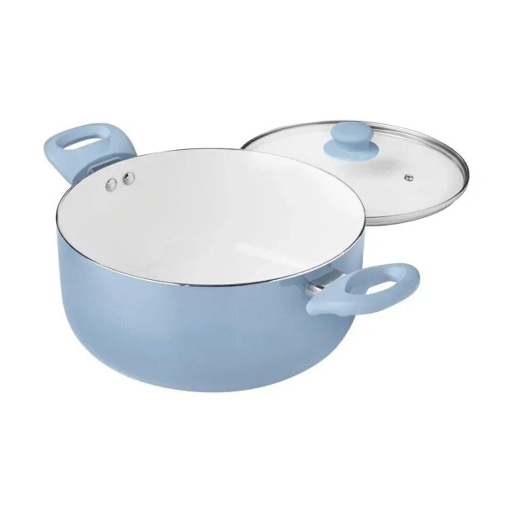 Deluxe Aqua 12-Piece Ceramic Nonstick Cookware Set - Eco-Friendly, Hand Wash Only