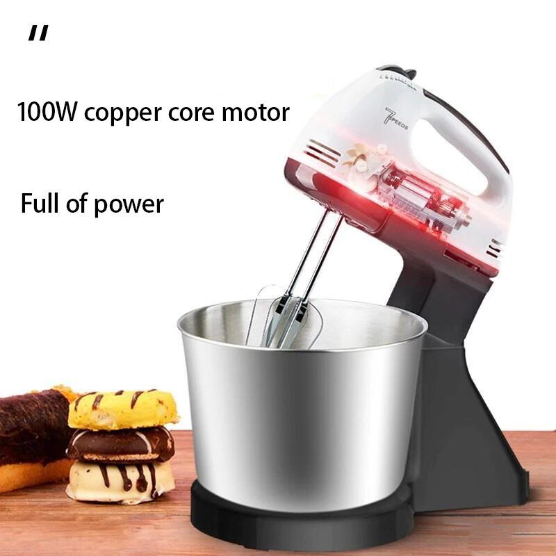 7-Speed Stand Mixer with Stainless Steel Bowl - Electric Kitchen Food Processor for Baking and Frothing