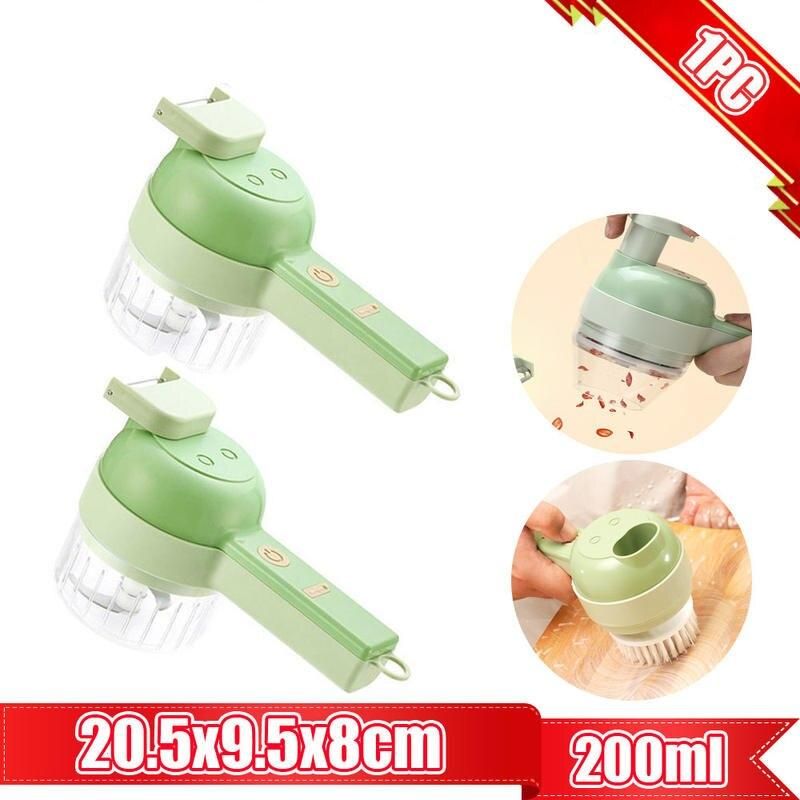 Electric 4-in-1 Vegetable Cutter & Garlic Masher - USB Rechargeable Kitchen Gadget