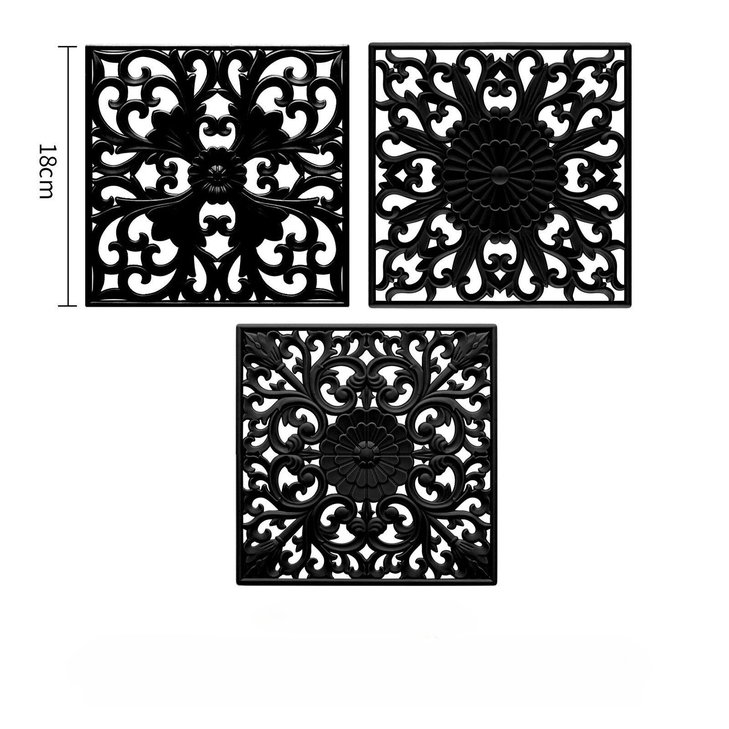 Modern Square Silicone Heat-Resistant Mats - Set of 3, Kitchen and Table Decor