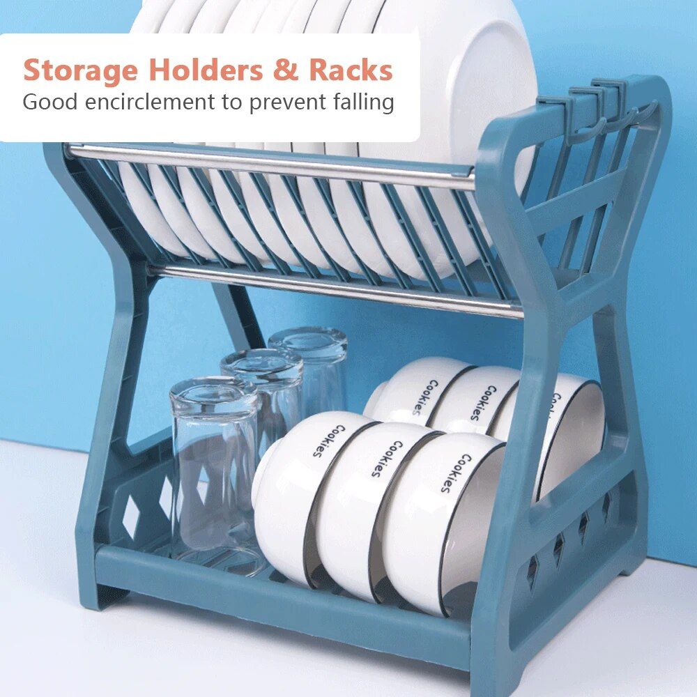 Versatile Double-Layer Kitchen Dish Rack - Eco-Friendly, Stainless Steel & PP