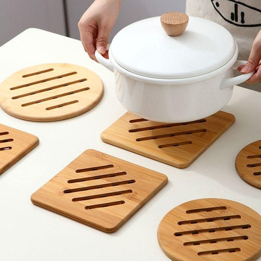 Elegant Bamboo Trivet Mat Set - Heat Resistant & Eco-Friendly Kitchen Pads