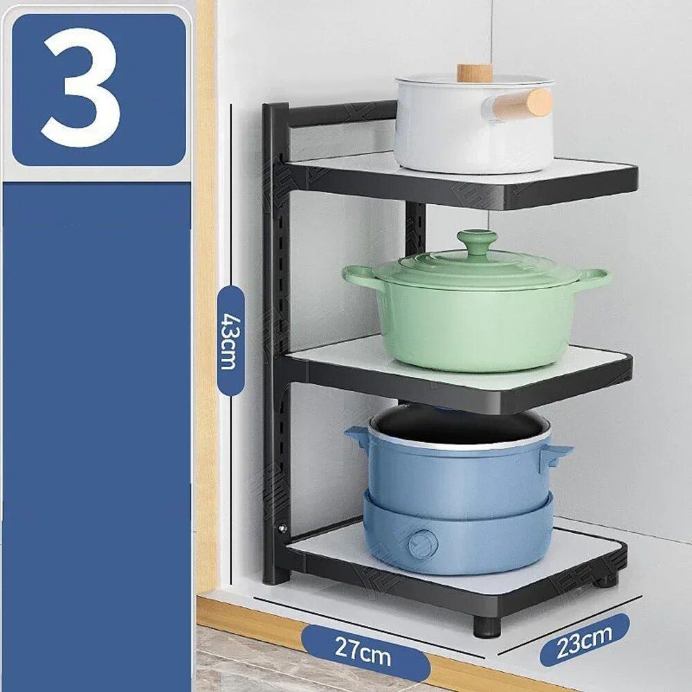 Adjustable Multi-Layer Kitchen Storage Rack - Space-Saving Under Sink Organizer