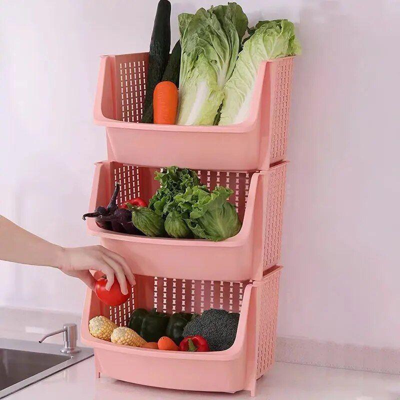 Multi-Layer Kitchen Storage Rack - Space-Saving Vegetable and Household Organizer