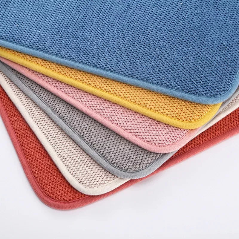 Multi-Color Classic Polyester Dish Drying Mat, 30x40 cm Absorbent Kitchen Pad