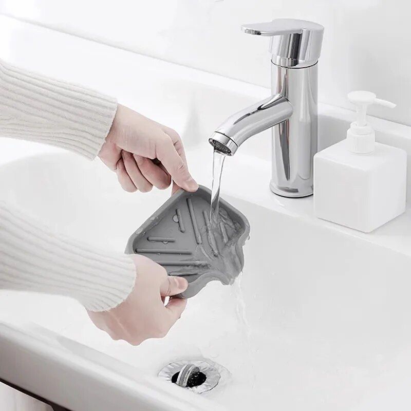 Multi-Purpose Silicone Sink Organizer Tray - Soap, Sponge & Brush Holder for Kitchen and Bathroom