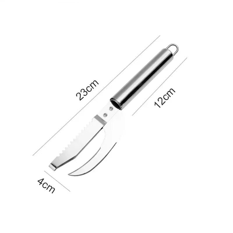 3-in-1 Stainless Steel Fish Scale Remover & Kitchen Seafood Prep Tool