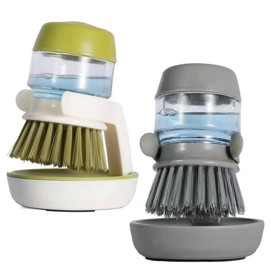 Eco-Friendly Kitchen Scrub Brush with Soap Dispenser and Holder