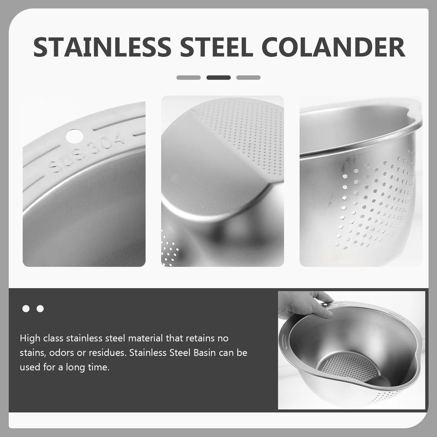 Multi-Use Stainless Steel Kitchen Strainer and Washing Basin