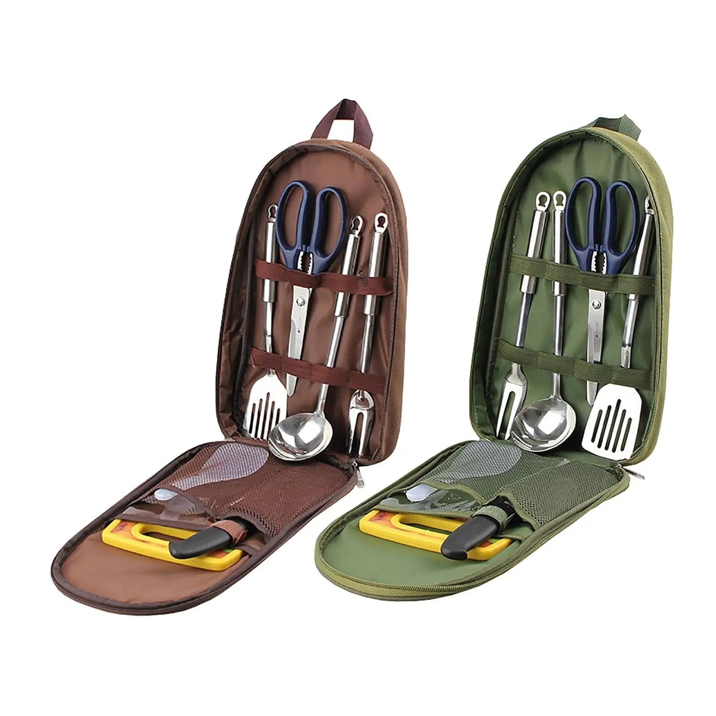 Compact 7-Piece Camping Kitchen Utensil Set with Portable Carrying Bag