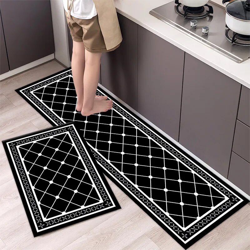 Geometric Polyester Kitchen Rug