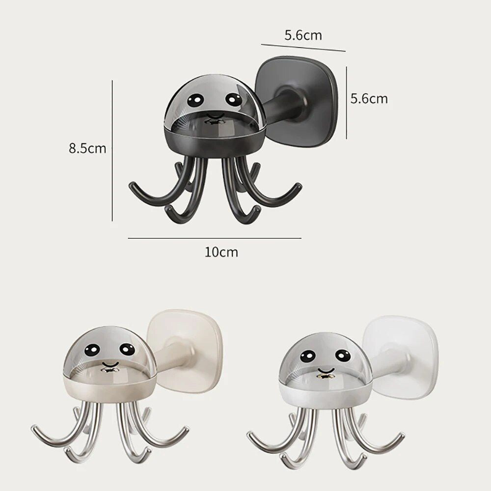 Multi-Functional 360° Rotatable Octopus Hook Organizer for Kitchen and Bathroom