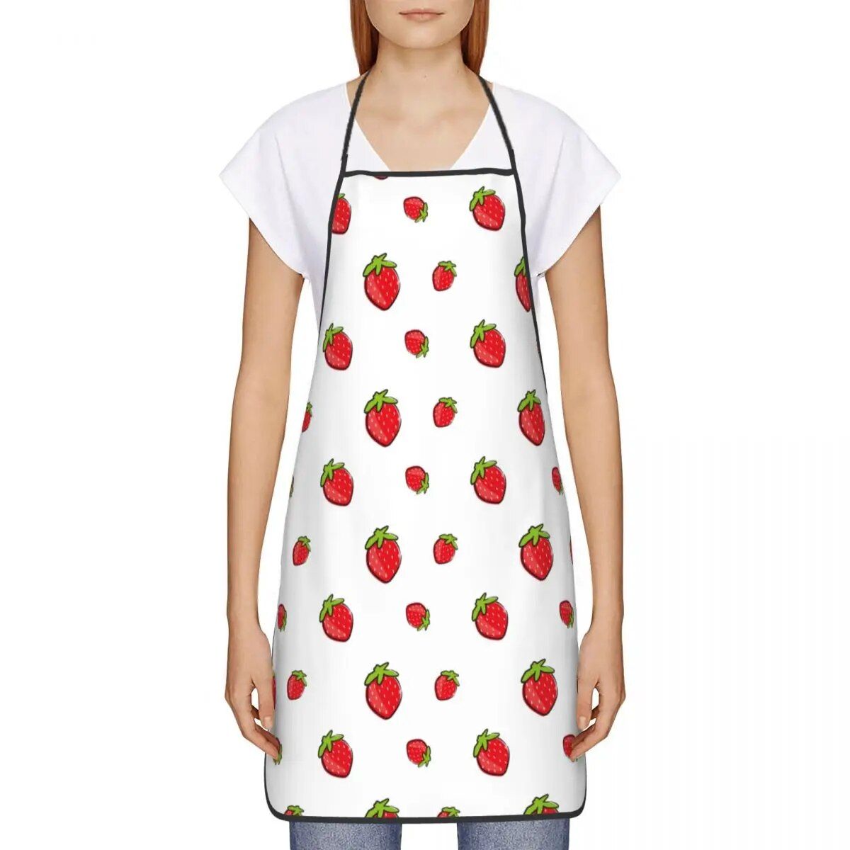 Charming Strawberry Sleeveless Apron for Kitchen & Cleaning