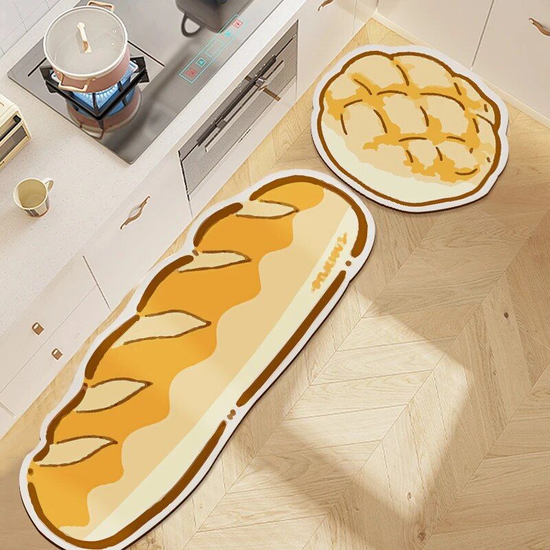 Charming Cartoon Bread Kitchen and Living Room Mat